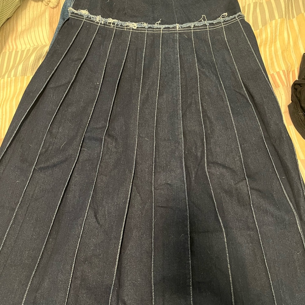 Denim Pleated Skirt